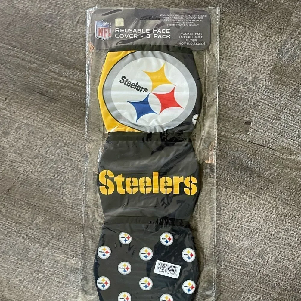 PITTSBURG Steelers NFL Face Mask Covering 3-Pack Licensed GaneDay NWT